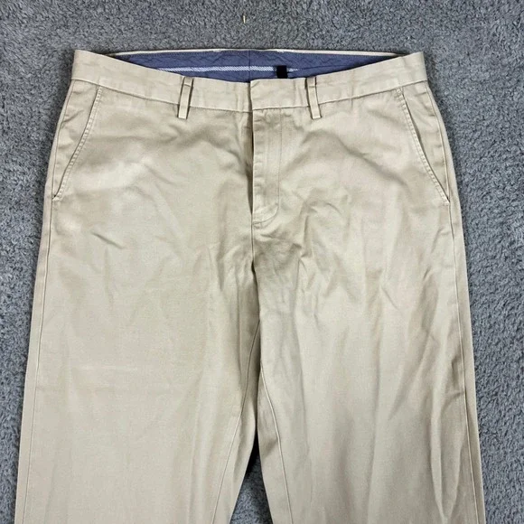 J Crew Chinos Pants Mens 34x35 Bowery Khaki Straight Fit Cotton Office Casual - Picture 1 of 9
